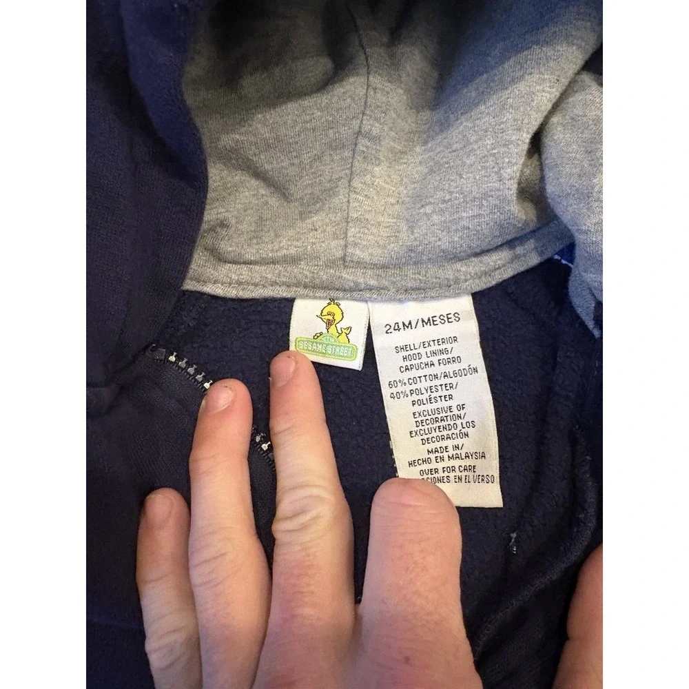 Vintage Big Bird Toddler Unisex Dark Navy Blue Jacket Sesame 24m (24 Months)